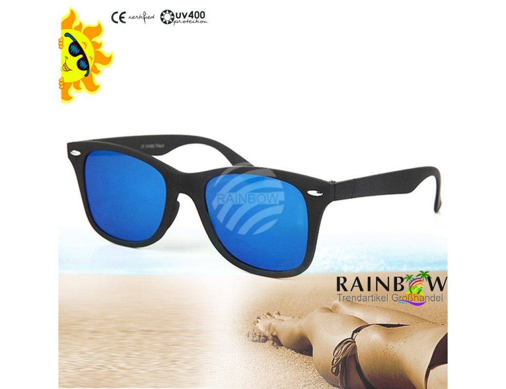 Gafas de Sol WAYFARER Planas AZUL con Funda. Sunglasses VIPER UV400 BLUE