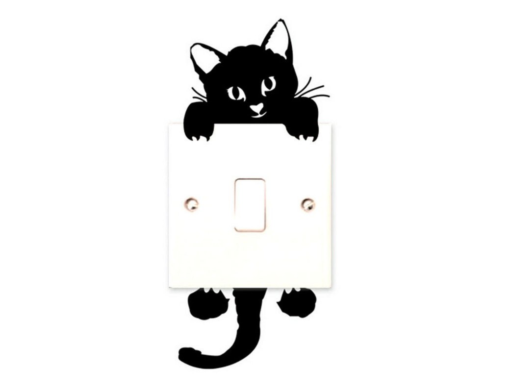 Vinilo Gato negro Interruptor luz. Light switch vinyl sticker decal bedroom Cat VINCAT2 Vinilos Decorativos, Stickers