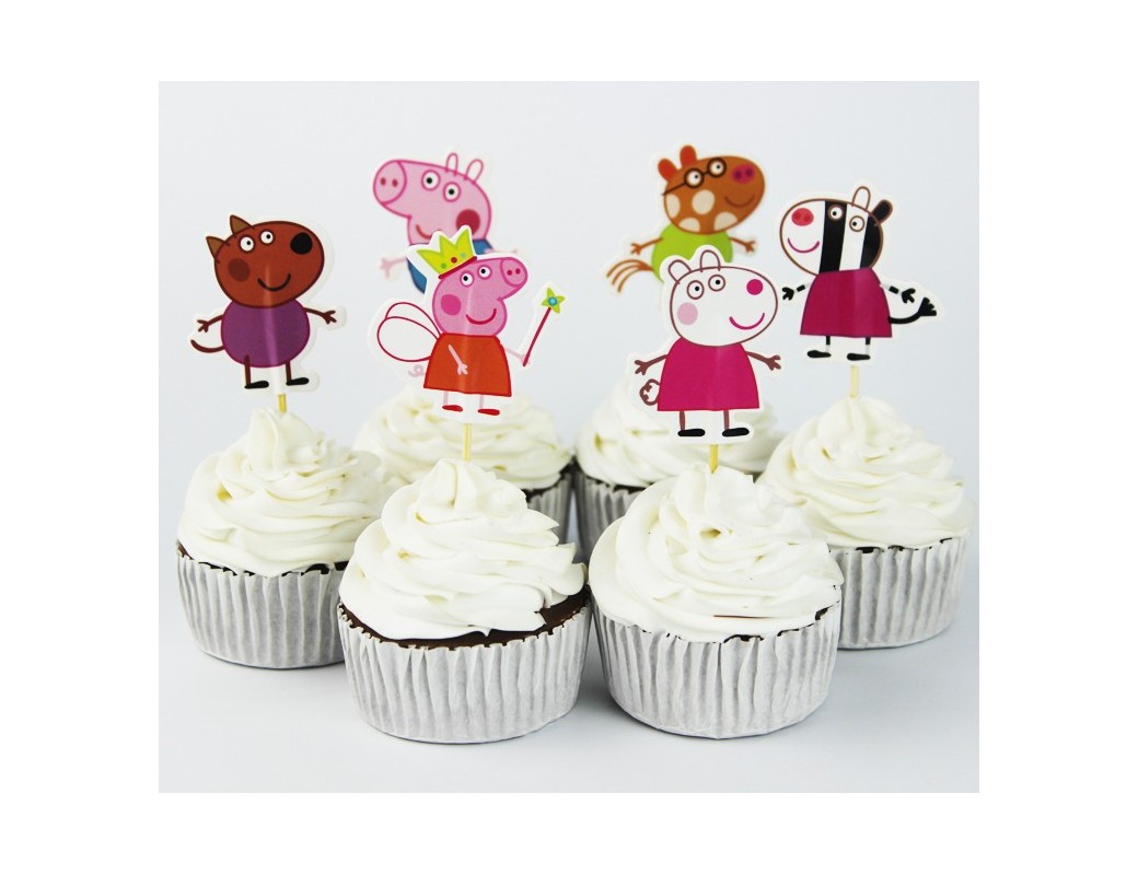 24 adornos decoración Pasteles Peppa Pig. Cupcake Toppers, Party decoration TOPPEPPA Decoración Fiestas