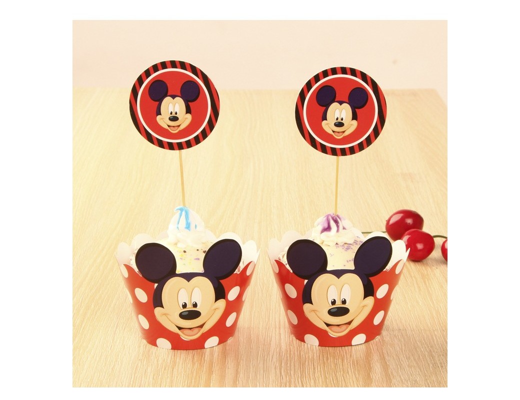 Mickey Mouse Decoración Pasteles cupcakes Toppers 12 ud. Birthday party TOPPMICKEY2 Decoración Fiestas
