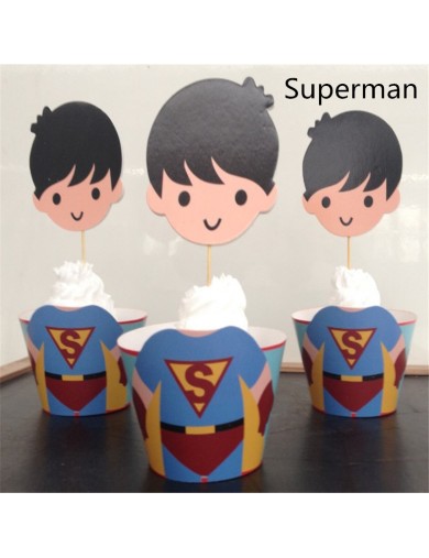 Superman Decoración Pasteles cupcakes Toppers 12 ud. Birthday party TOPPSUPERMAN Decoración Fiestas