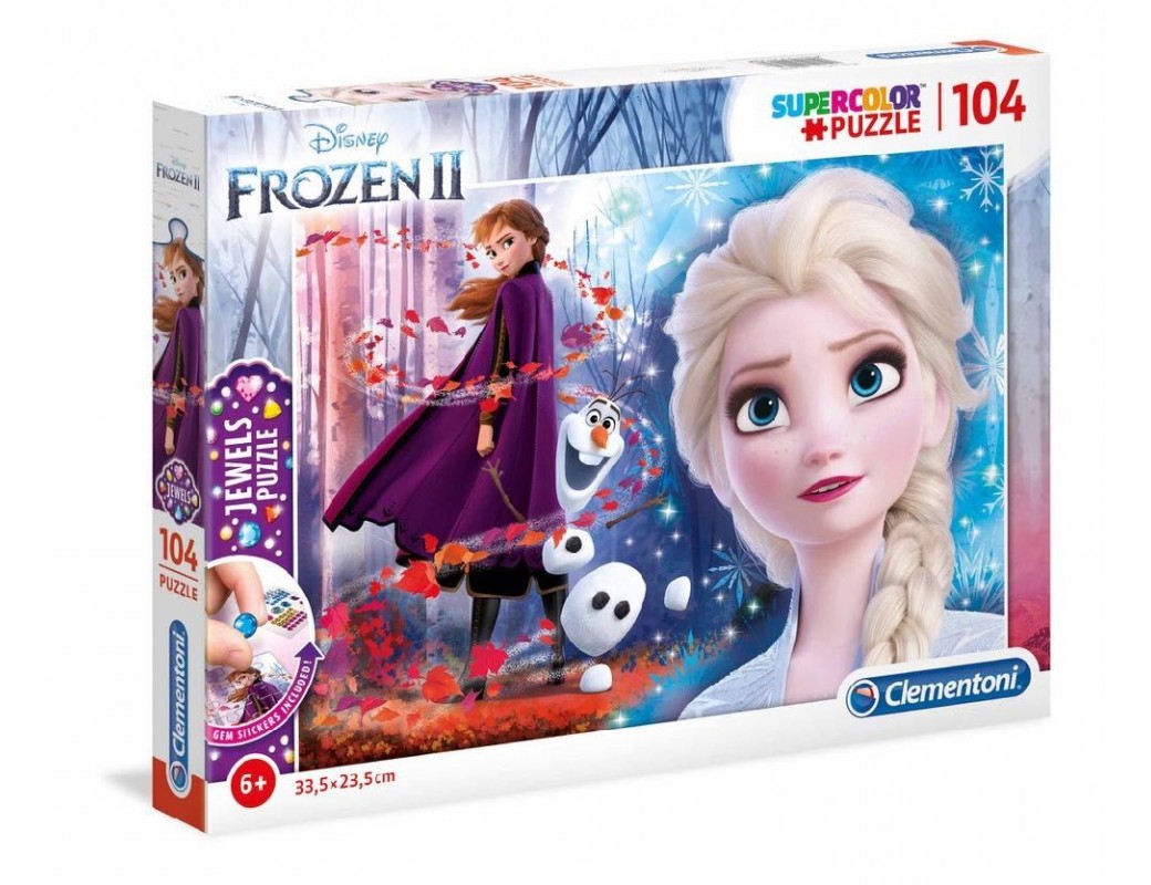 Puzzle 104 piezas Frozen 2. Elsa, Anna y Olaf. Con Joyas. Puzzles Clementoni 153375 Puzzles y Rompecabezas