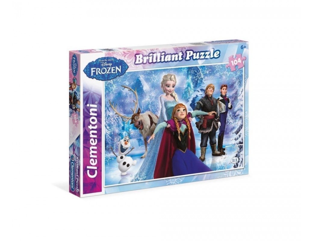 Frozen puzzle 104 piezas, Elsa, Anna y Olaf. Brillante. Puzzles clementoni 153375 Puzzles y Rompecabezas